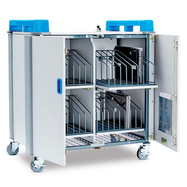 lapcabby 32 vertical | 32-device mobile ac charging trolley for laptops & chromebooks up to 17